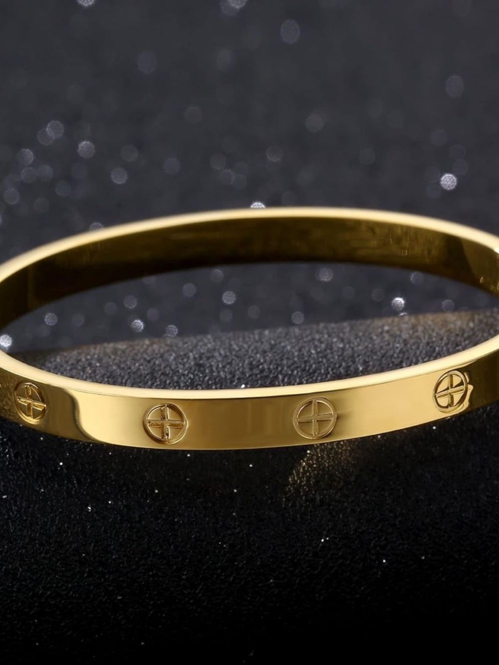Gold Metal Bangle Bracelet - Classic Screw Accent